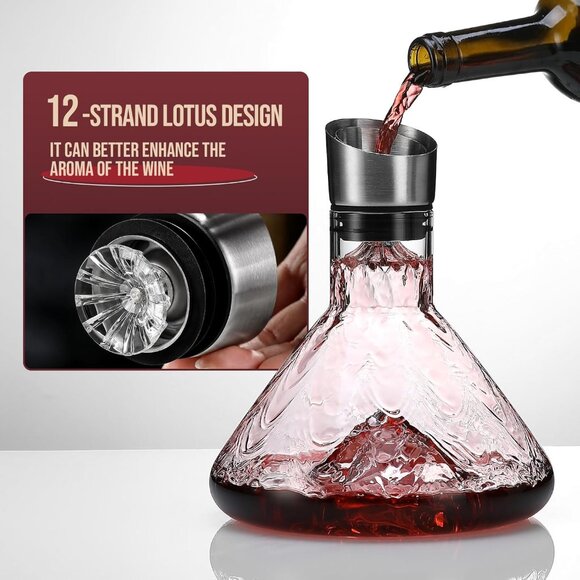 Iceberg Wine Decanter,Red Wine Carafe with Built-in-Aerator(1 Set) - Picture 4 of 8